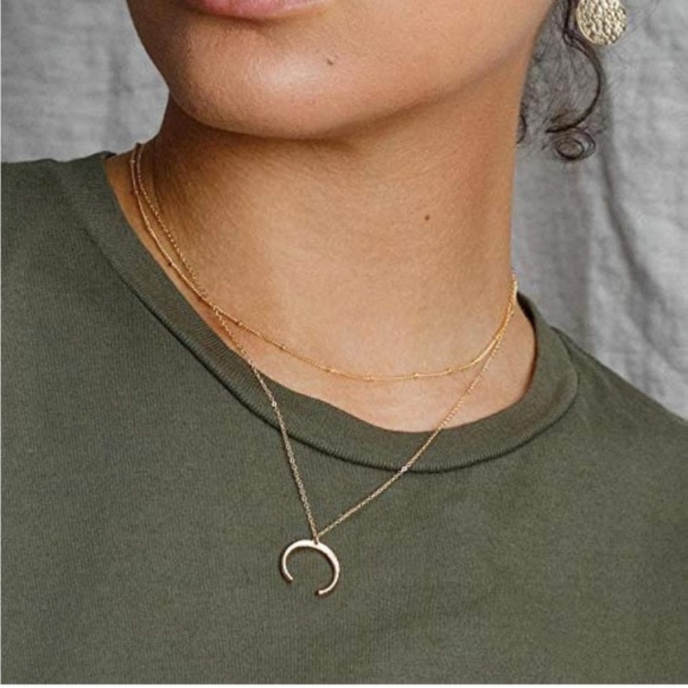 Gold 14k Gold Plated 2pc Pendant Beaded Necklace Set
